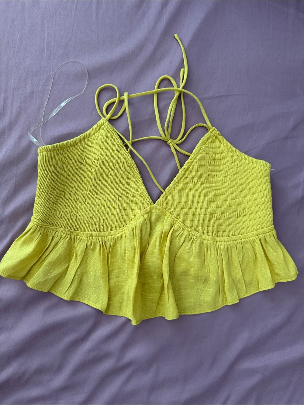 Windsor Lemon Yellow Smocked Ruffle Cami